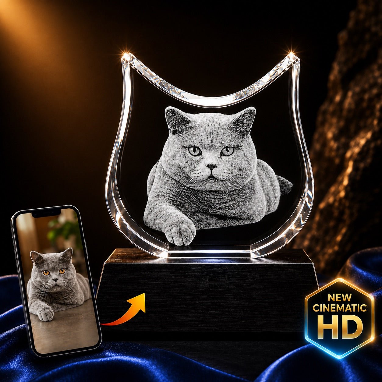 3D Crystal Custom Cat Crystal 3d Pix