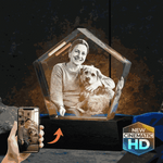 3D crystal pentagon – custom photo engraving, corporate award keepsake