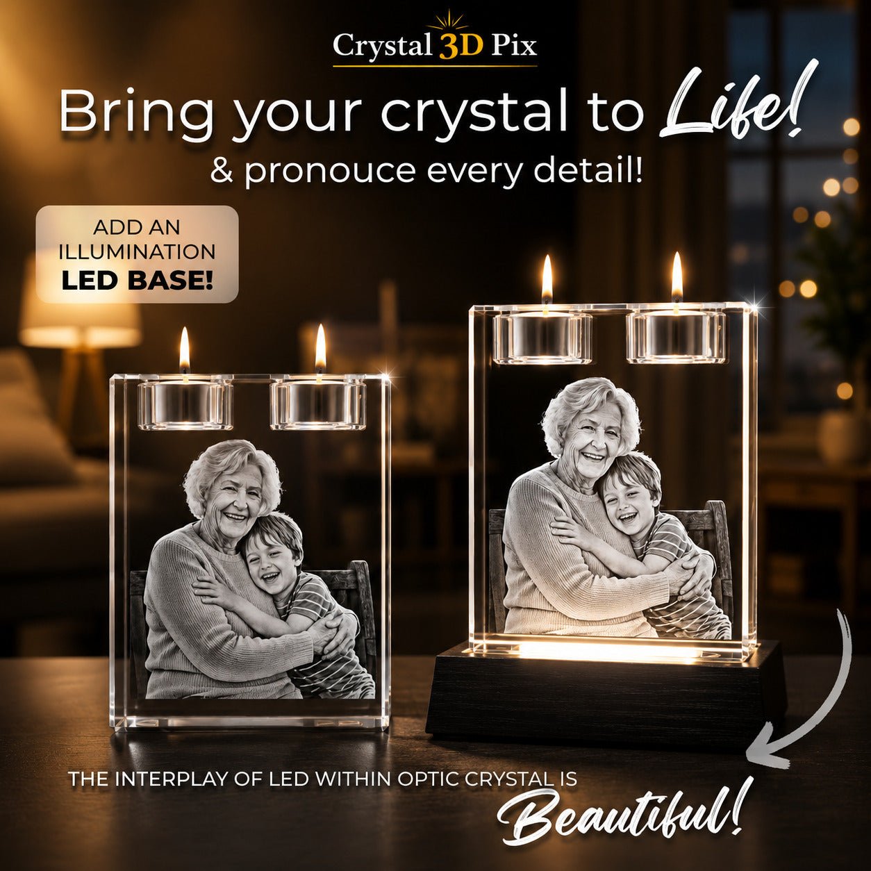 3D Crystal Memorial Candle Crystal 3d Pix