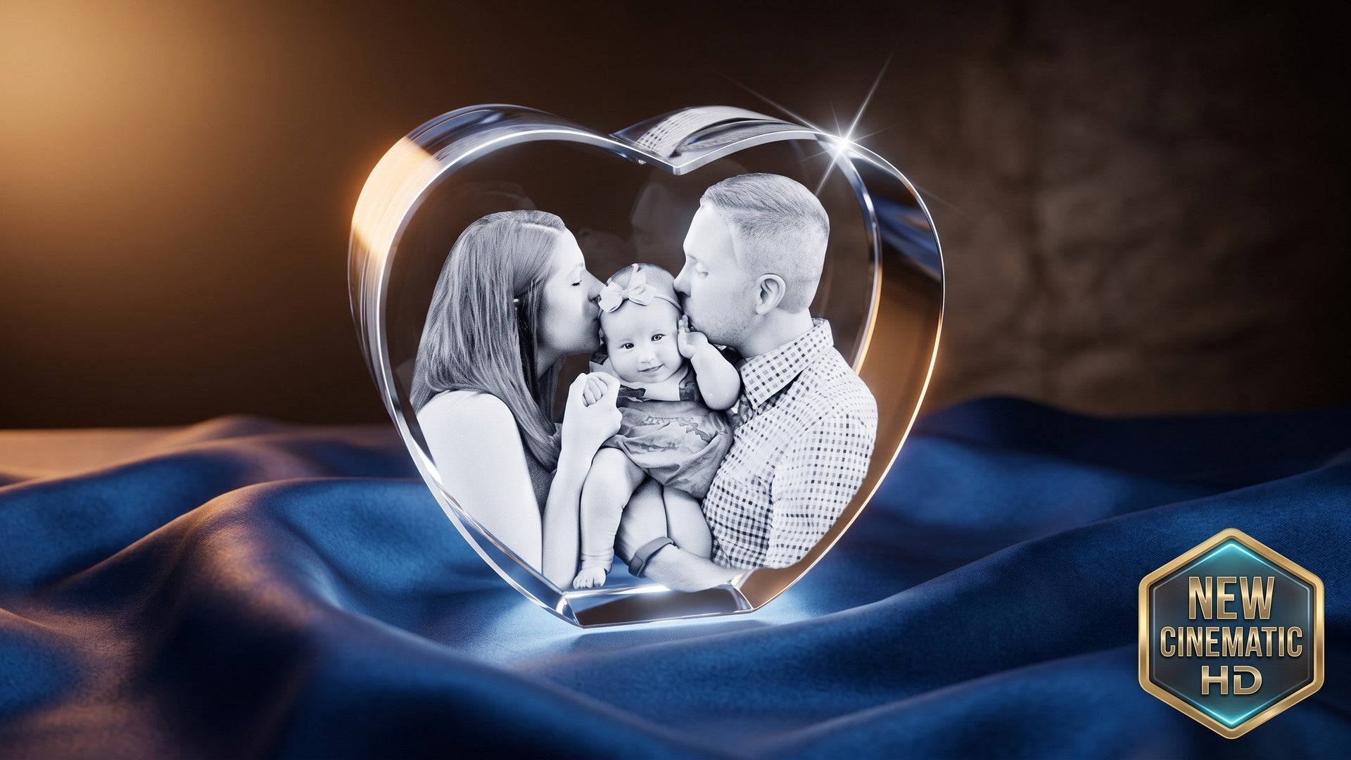 3D crystal heart keepsake – baby photo gift