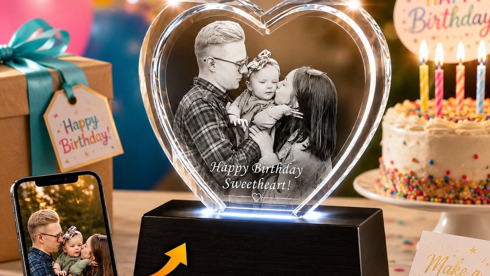 3D crystal heart keepsake – birthday gift