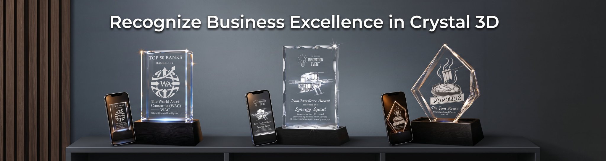 Crystal 3D Pix homepage hero banner – corporate crystal awards