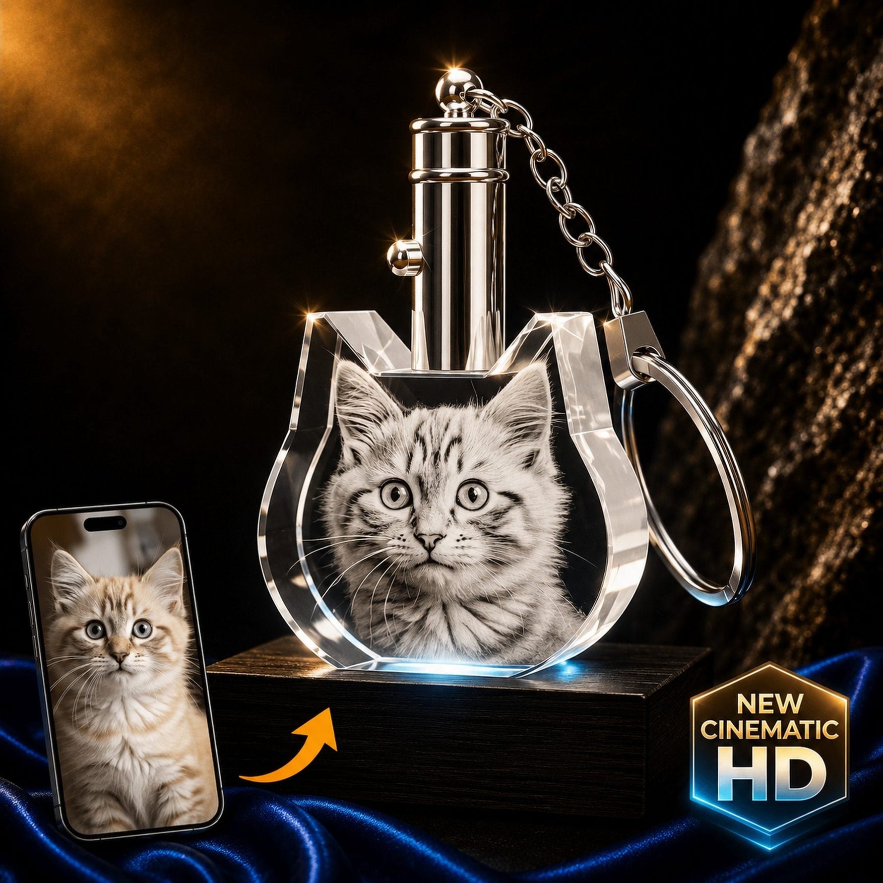 Crystal Keychains LED Crystal 3d Pix