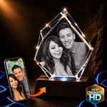 3D crystal iceberg photo engraving – anniversary keepsake, gold-tone display | Crystal 3D Pix