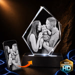 3D crystal iceberg photo engraving – baby keepsake, gold-tone display | Crystal 3D Pix