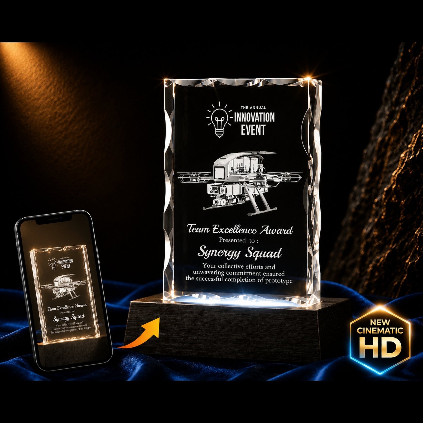Signature Rectangle Award 3D Crystal 3d Pix