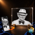 2D crystal wide plaque photo engraving – sympathy memorial keepsake, gold-tone display | Crystal 3D Pix