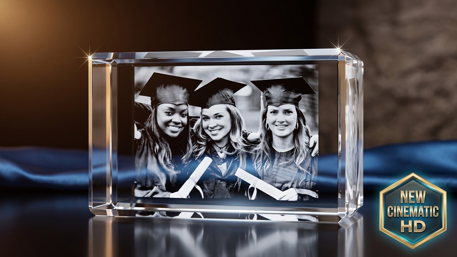 3D crystal rectangle keepsake – graduation gift