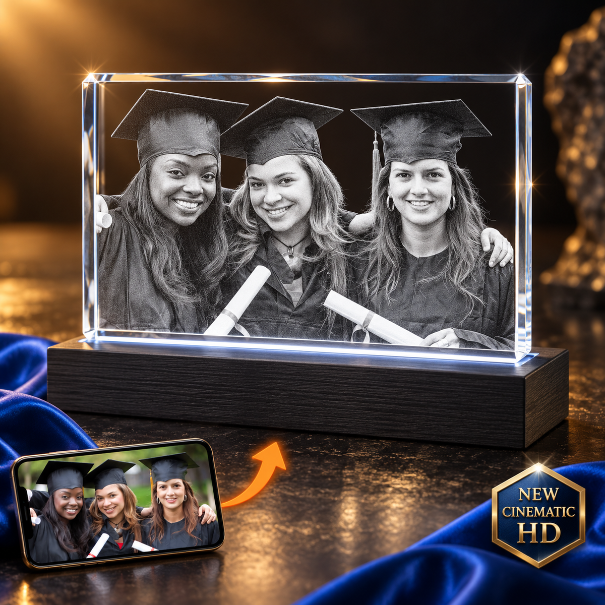 Crystal 3D Pix 3D Crystal Rectangle transforms your graduation photo into an unforgettable keepsake gift.